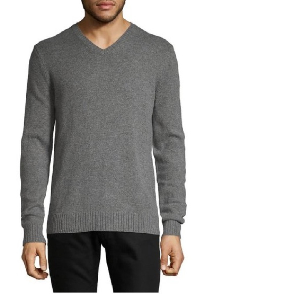 Black Brown 1826 V-Neck Gray Sweater Top